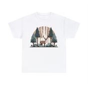 Serene Moment with a Deer in the Forest Unisex Heavy Cotton T-Shirt Small