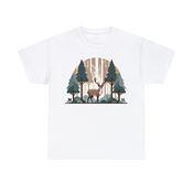 Serene Moment with a Deer in the Forest Unisex Heavy Cotton T-Shirt Large