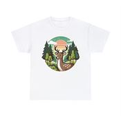 Dawn with a Deer in the Forest Unisex Heavy Cotton T-Shirt Small