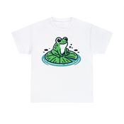 Peaceful Moment for Frog on Lily Pad Unisex Heavy Cotton T-Shirt Small