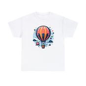 Hot Air Balloon Climbing to the Clouds Unisex Heavy Cotton T-Shirt Small