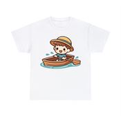 Joyful Kid Rowing a Boat Unisex Heavy Cotton T-Shirt Small