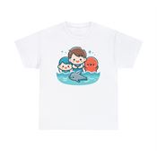 Carefree Kid Swimming with Friends Unisex Heavy Cotton T-Shirt Small