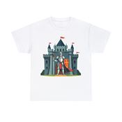 Guardian Knight in front of Stone Castle Unisex Heavy Cotton T-Shirt Small