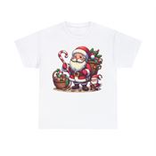 Jolly Santa with Helper Unisex Heavy Cotton T-Shirt Large