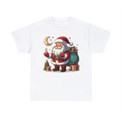 Santa Delivering Presents on Christmas Eve Unisex Heavy Cotton T-Shirt Small