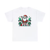 Santa with Elves Unisex Heavy Cotton T-Shirt X-Large
