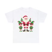 Santa with Two Joyful Elves Unisex Heavy Cotton T-Shirt Small