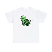 Whimsical Green Turtle Unisex Heavy Cotton T-Shirt Small