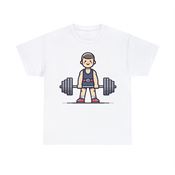 Cute Powerful Man Weight Lifter Unisex Heavy Cotton T-Shirt Large