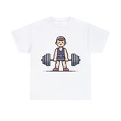 Cute Powerful Man Weight Lifter Unisex Heavy Cotton T-Shirt X-Large