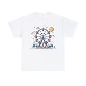 Ferris Wheel at the Amusement Park Unisex Heavy Cotton T-Shirt Small